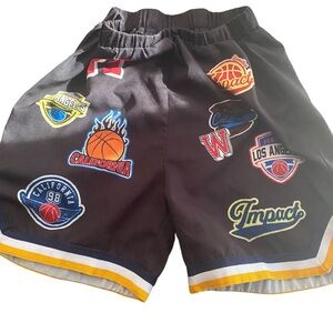 Kids' Black Patchwork Sports Shorts